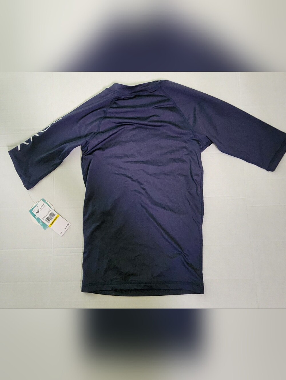Roxy Navy Blue 3/4 Sleeve Logo Rash Guard Girls Kids Size M 8-10 NWT - Picture 2 of 8